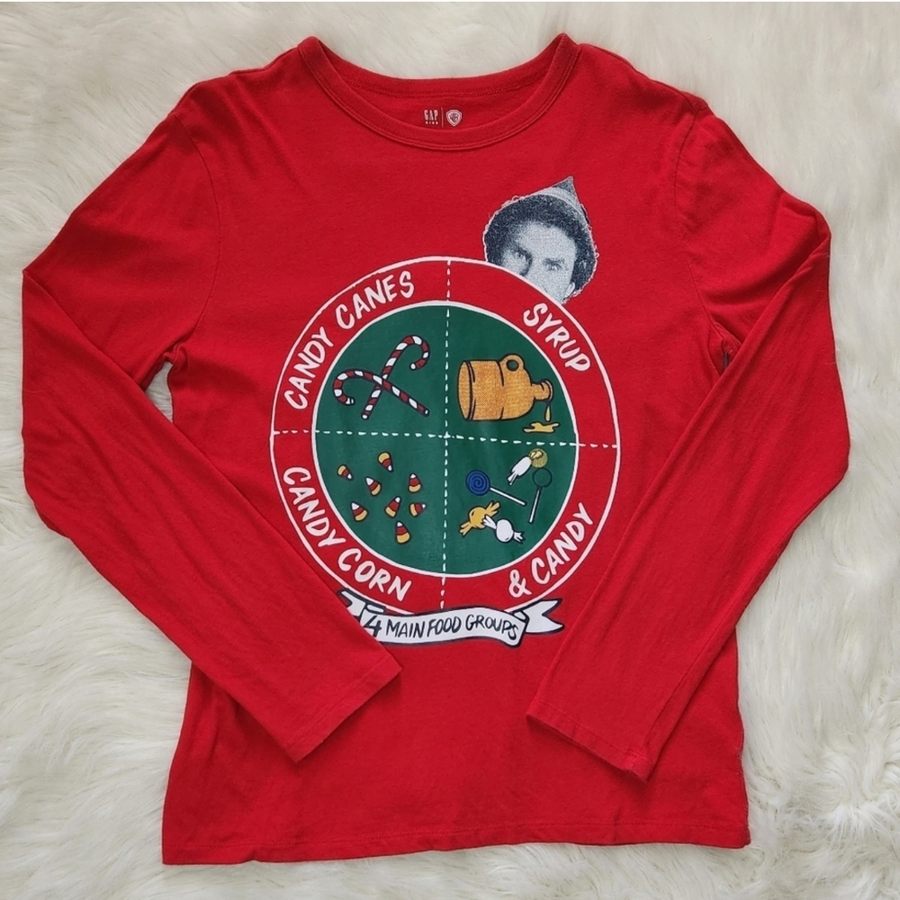 Boys GAP Long Sleeve Shirt with Fun ELF Graphic Size XXL